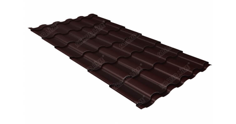 Металлочерепица кредо GL 0,5 Rooftop Бархат RAL 8017 шоколад