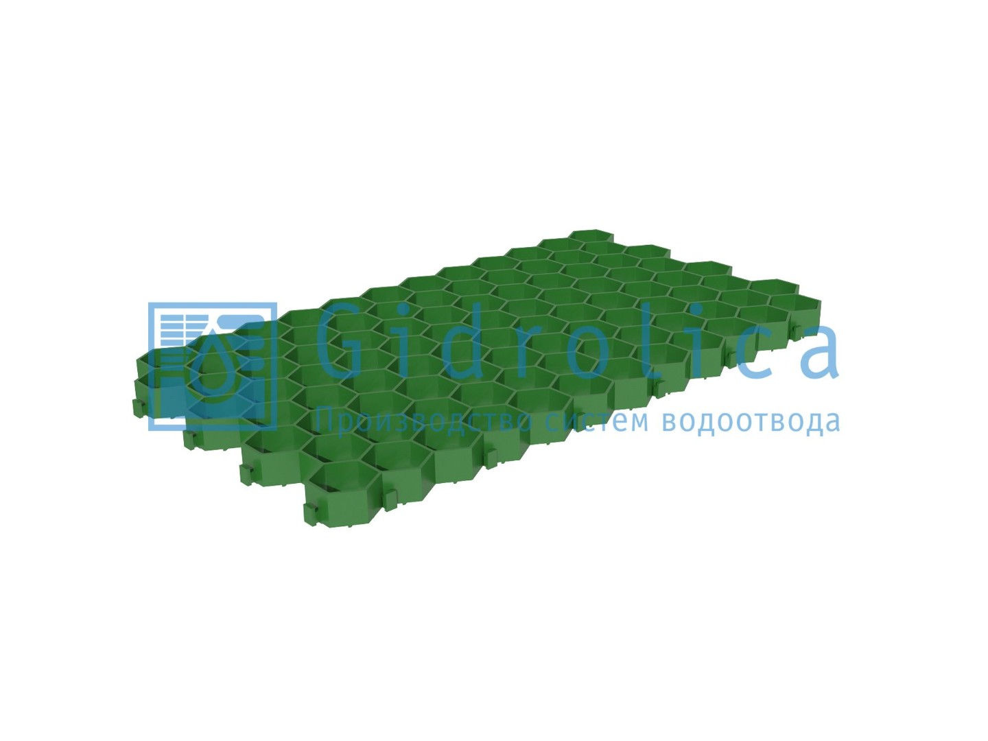 Решетка газонная Gidrolica Eco Standart РГ-70.40.3,2 - пластиковая зеленая, арт. 607