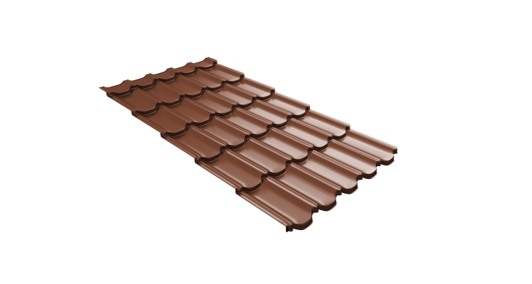 Металлочерепица квинта плюс 0,45 Drap ST RAL 8004 терракота